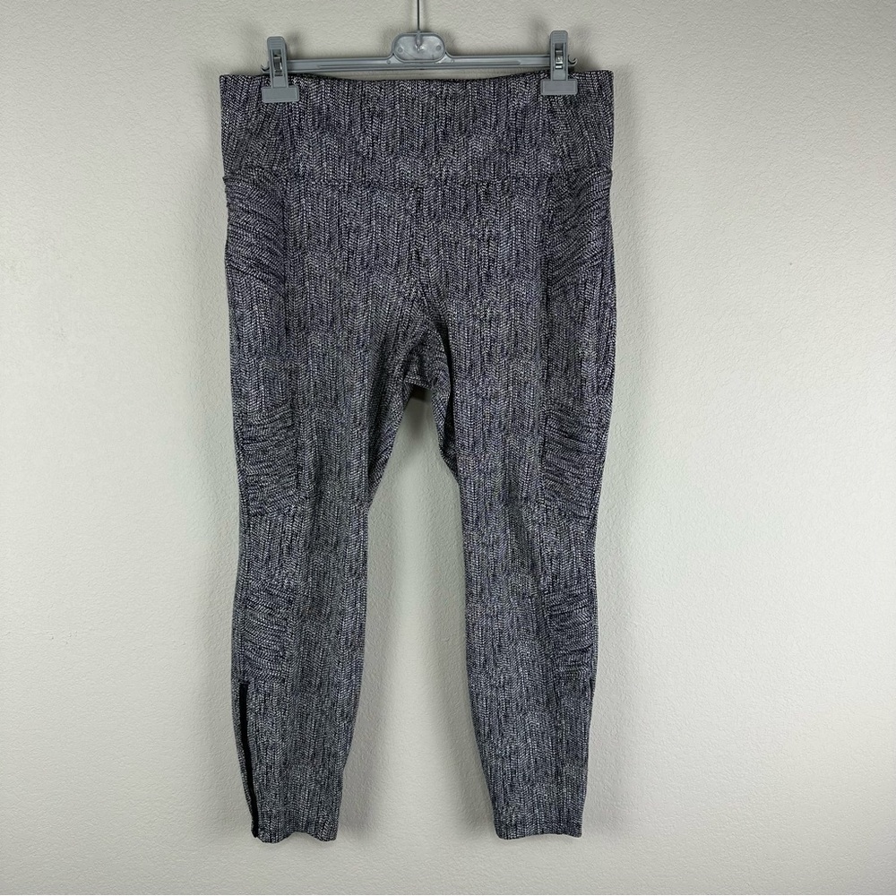 Athleta Black White Delancey Moto Zipper Tights Athletic Athleisure Leggings 1X